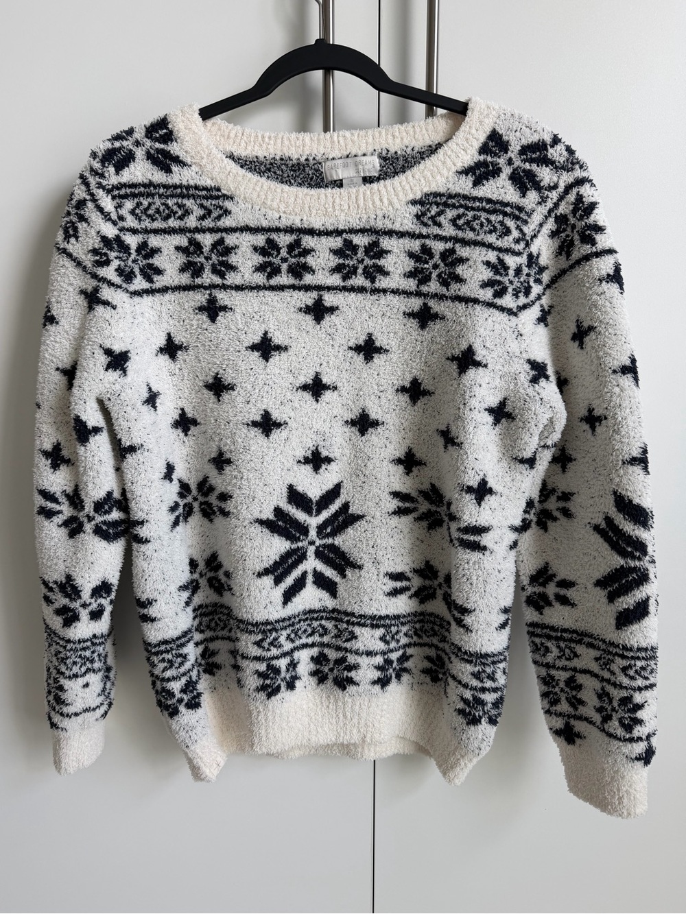 Barefoot Dreams CozyChic Lite Seaside Sweater Fair Isle Chenille Medium